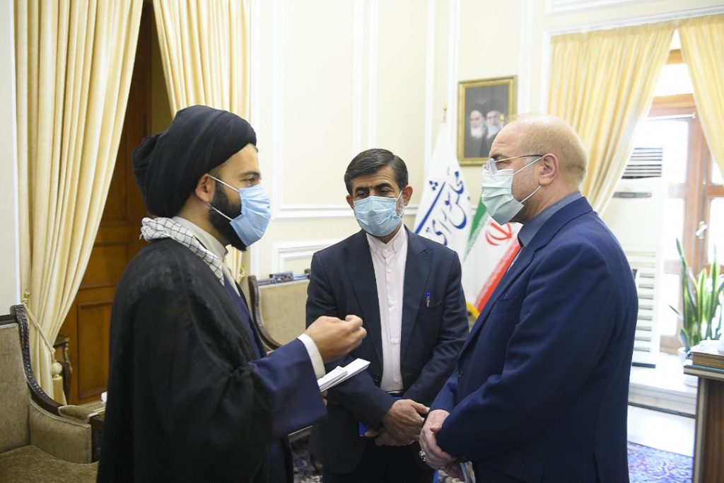دیدار امام جمعه اندیکا حاج آقای موسوی با آقای قالیباف رئیس مجلس شورای اسلامی